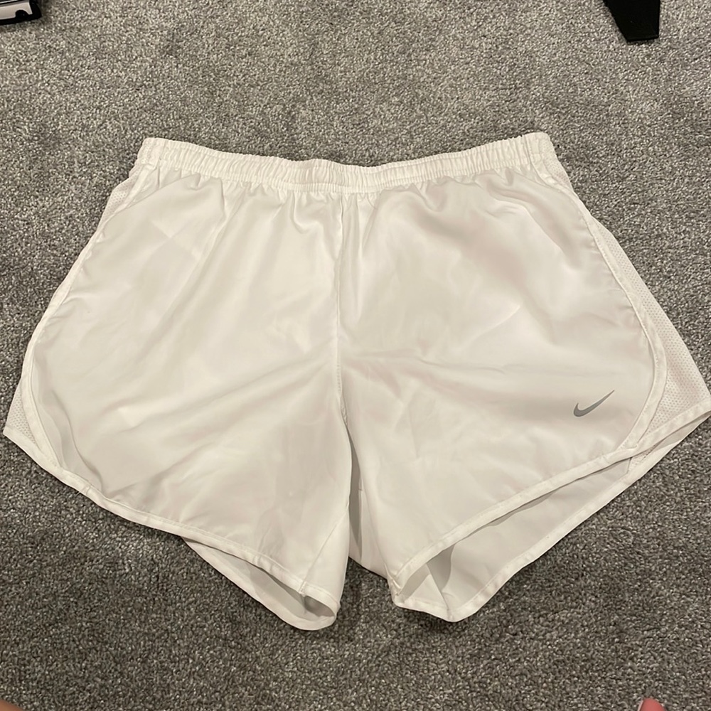 White Nike kids drifit shorts